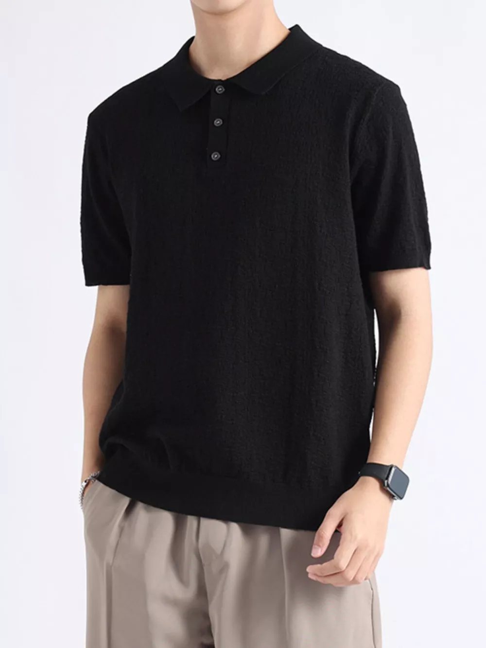 Men's Plus Size Button Detail Short Sleeve Polo, image 5