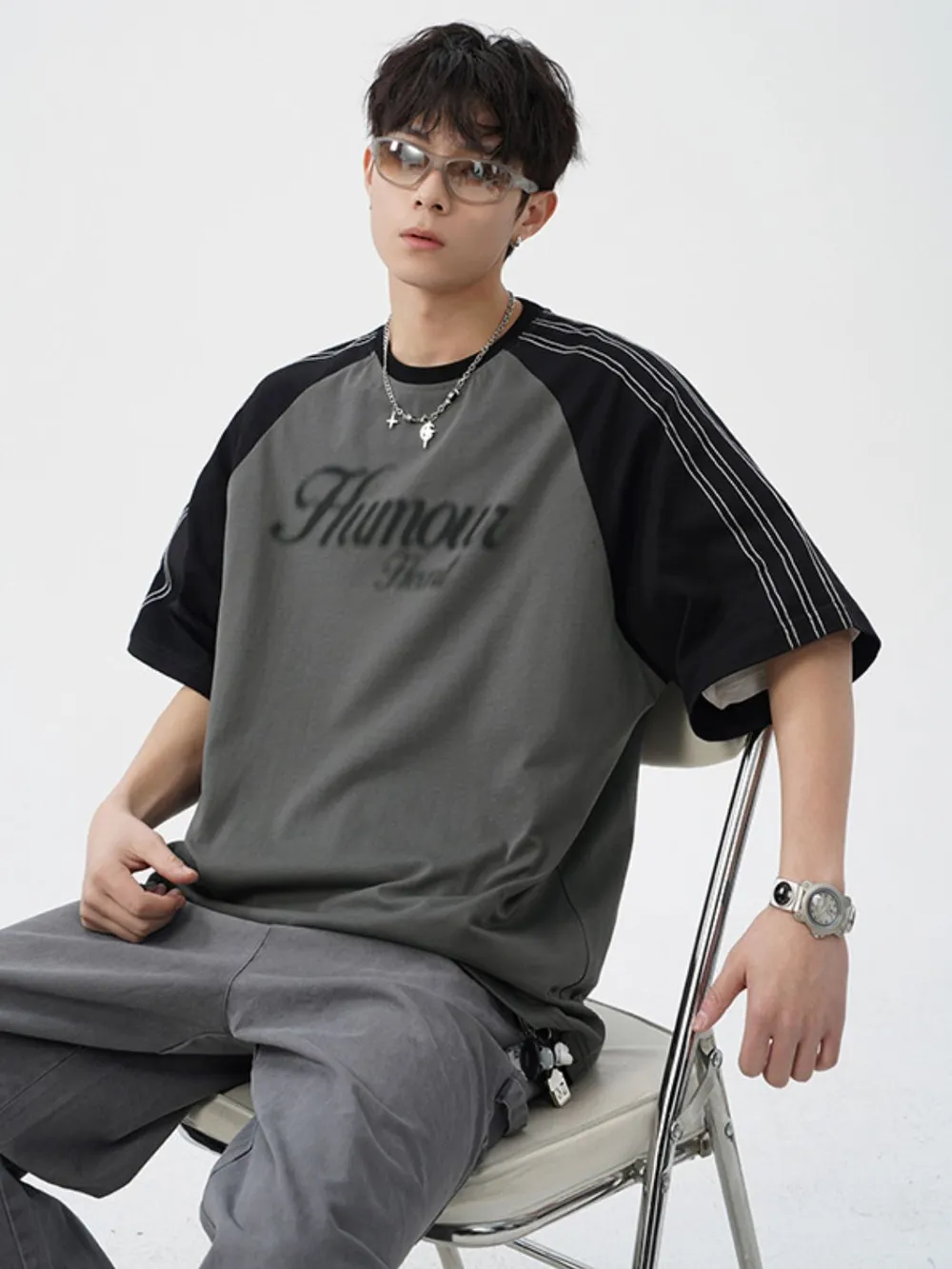 Men‘s Letter Round Neck Half Sleeve T-Shirt