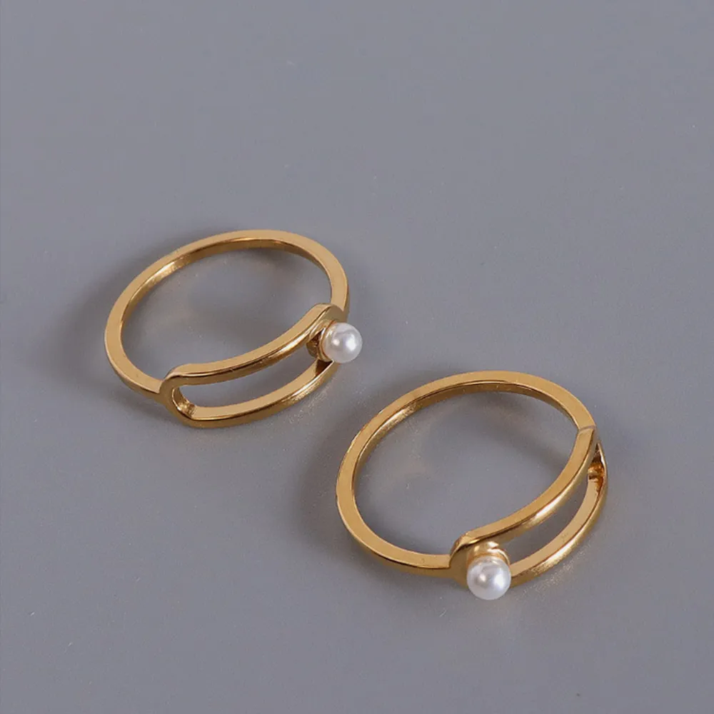 Synthetic Pearl Titanium Steel Ring, image 2