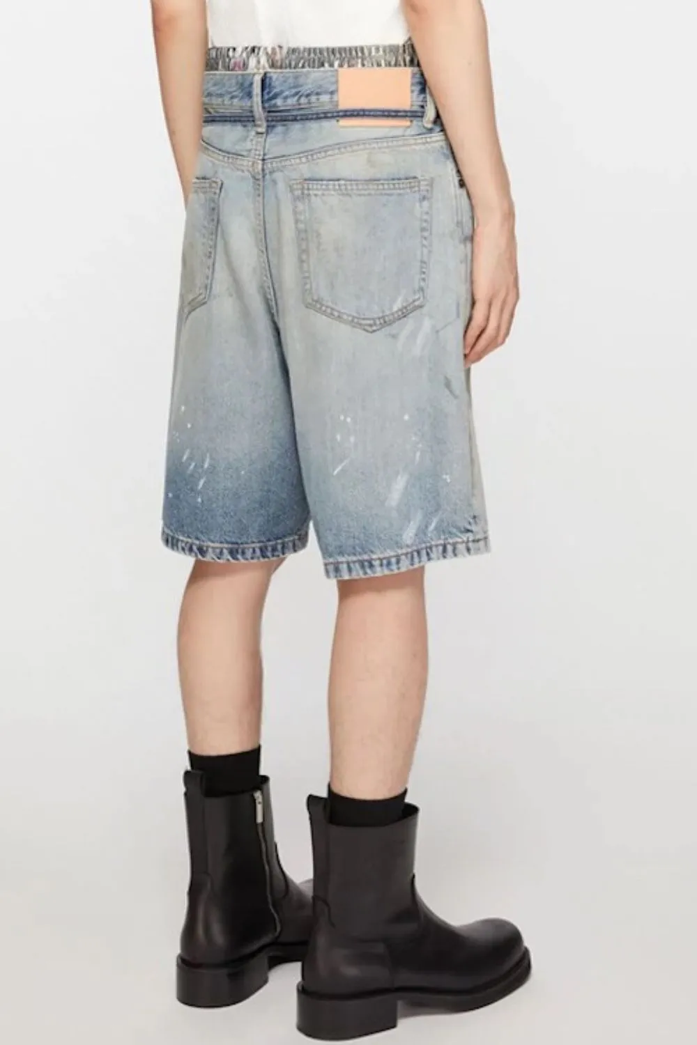 Men's Washed Graffiti Print Denim Bermuda Shorts, image 2
