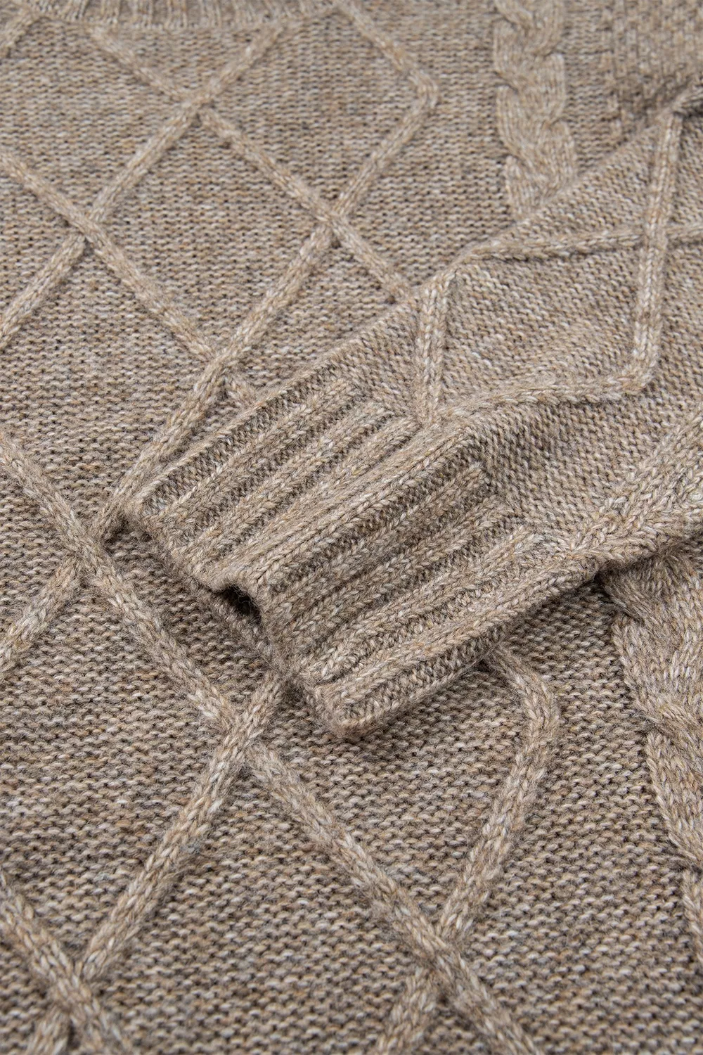 High Neck Drop Shoulder Cable Knit Regular Length Sweater, image 11