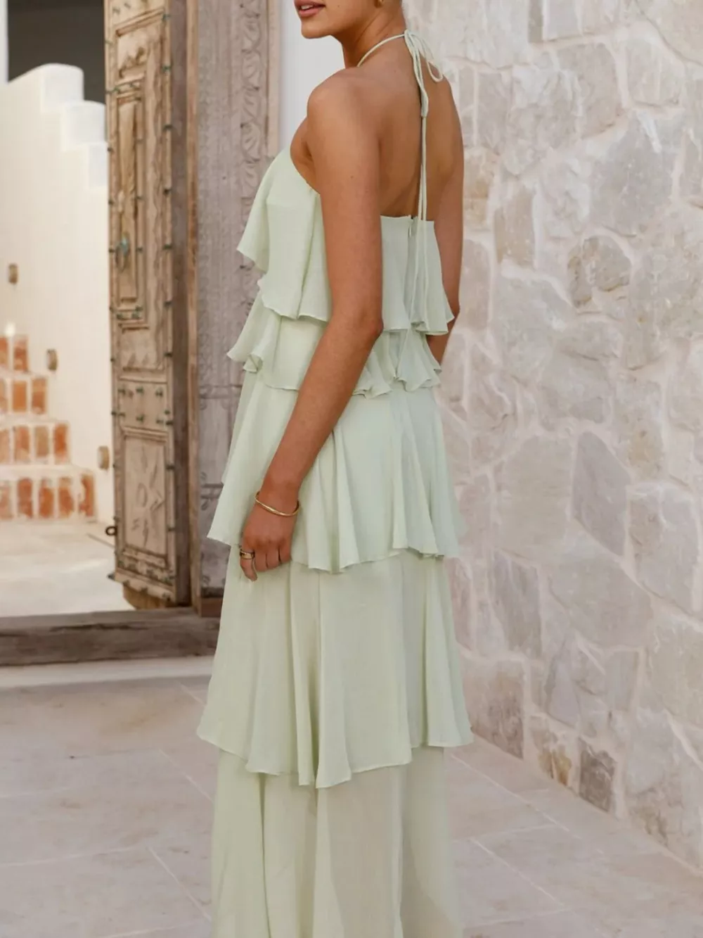 Layered Ruffled Halter Neck Dress, image 6