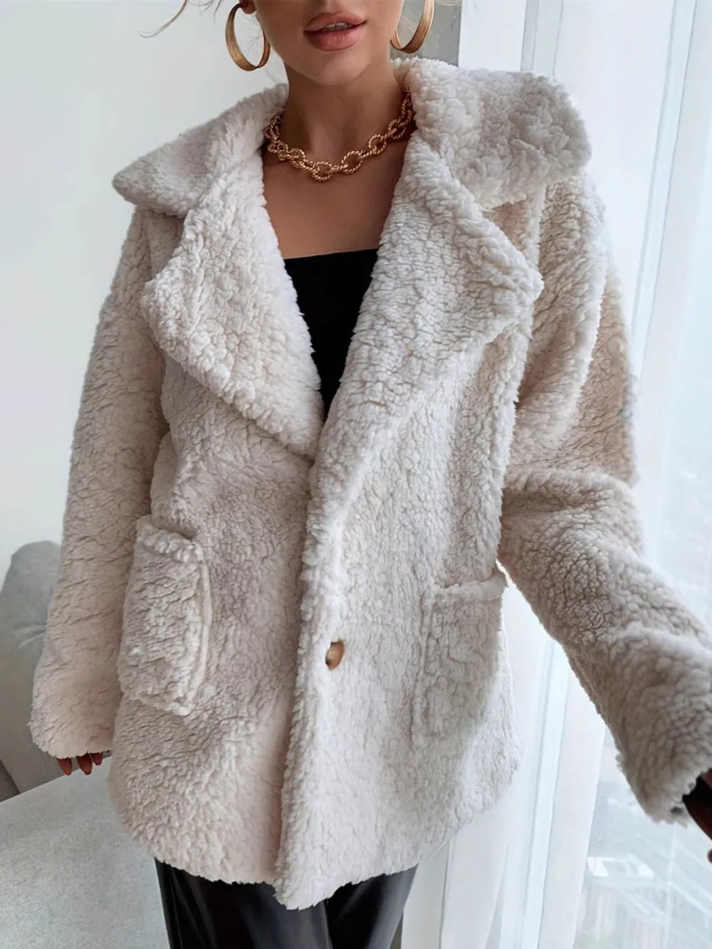 Fuzzy Open Front Long Sleeve Coat, image 4