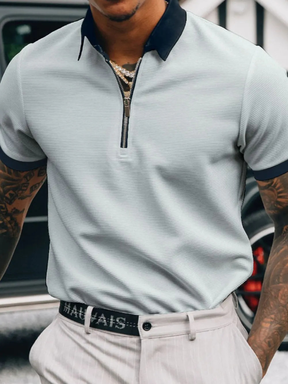 Men's Full Size Collared Neck Short Sleeve Polo Plus Size, image 5