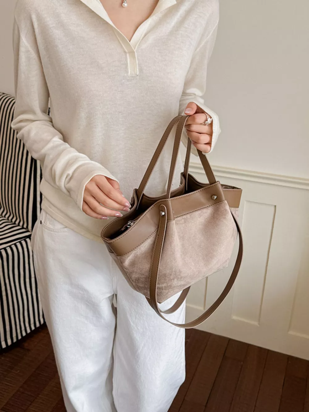 Leather Trim Tote Bag, image 12