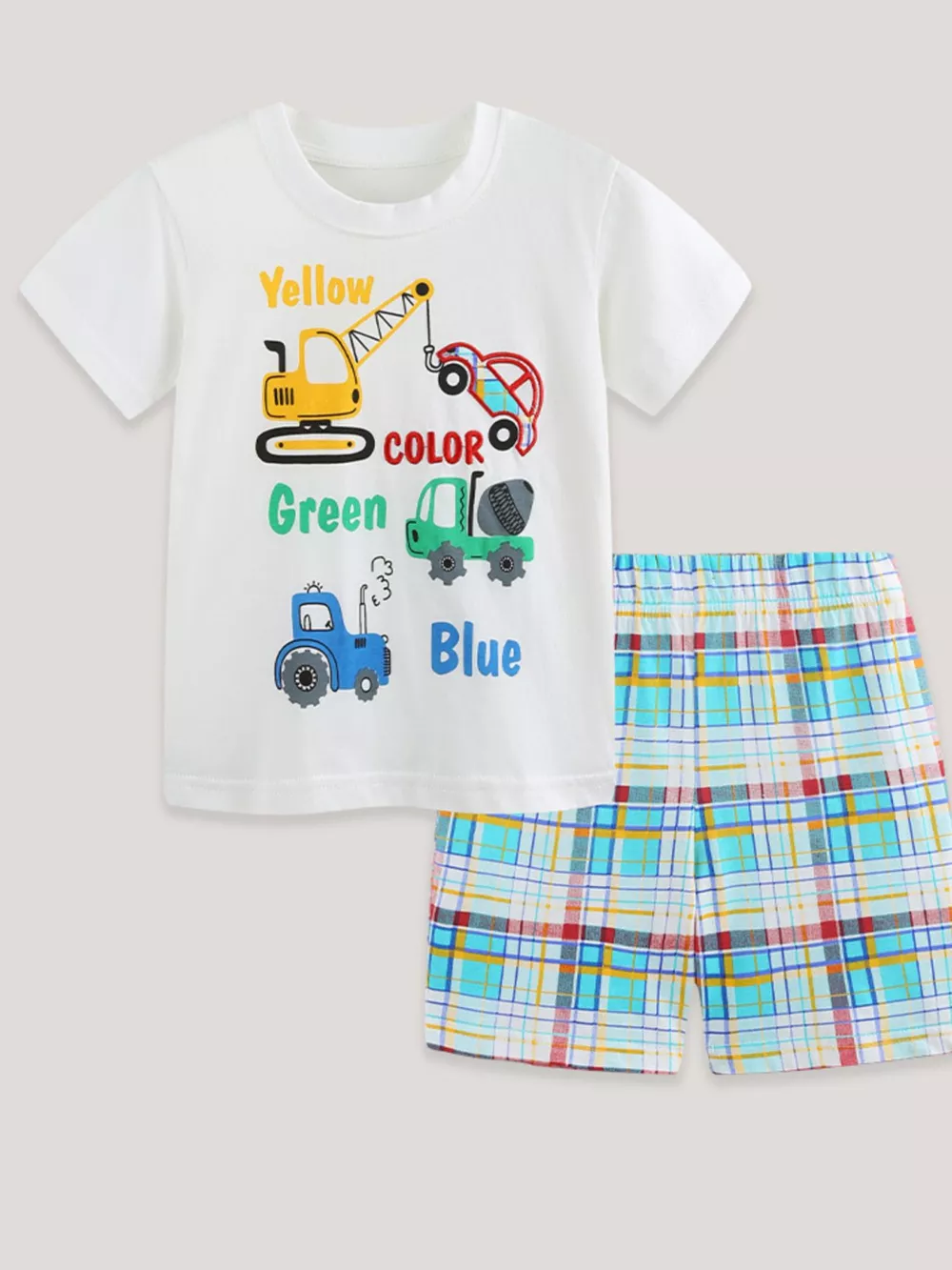 Children's Construction Vehicle Print Tee and Shorts Set, image 2