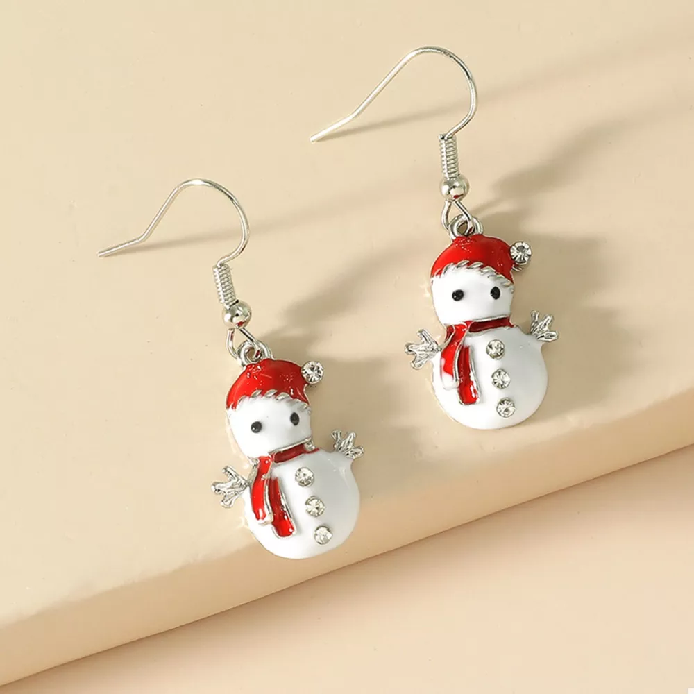 Christmas Snowman Drop Earrings, image 2