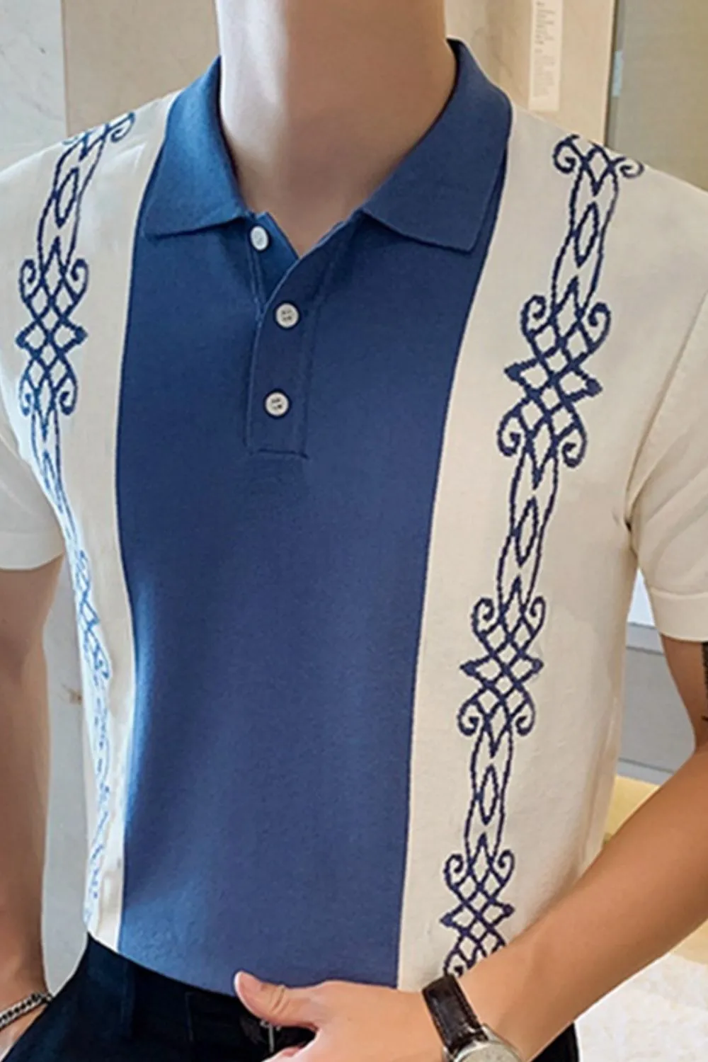 Men's Plus Size Button Detail Short Sleeve Polo, image 2