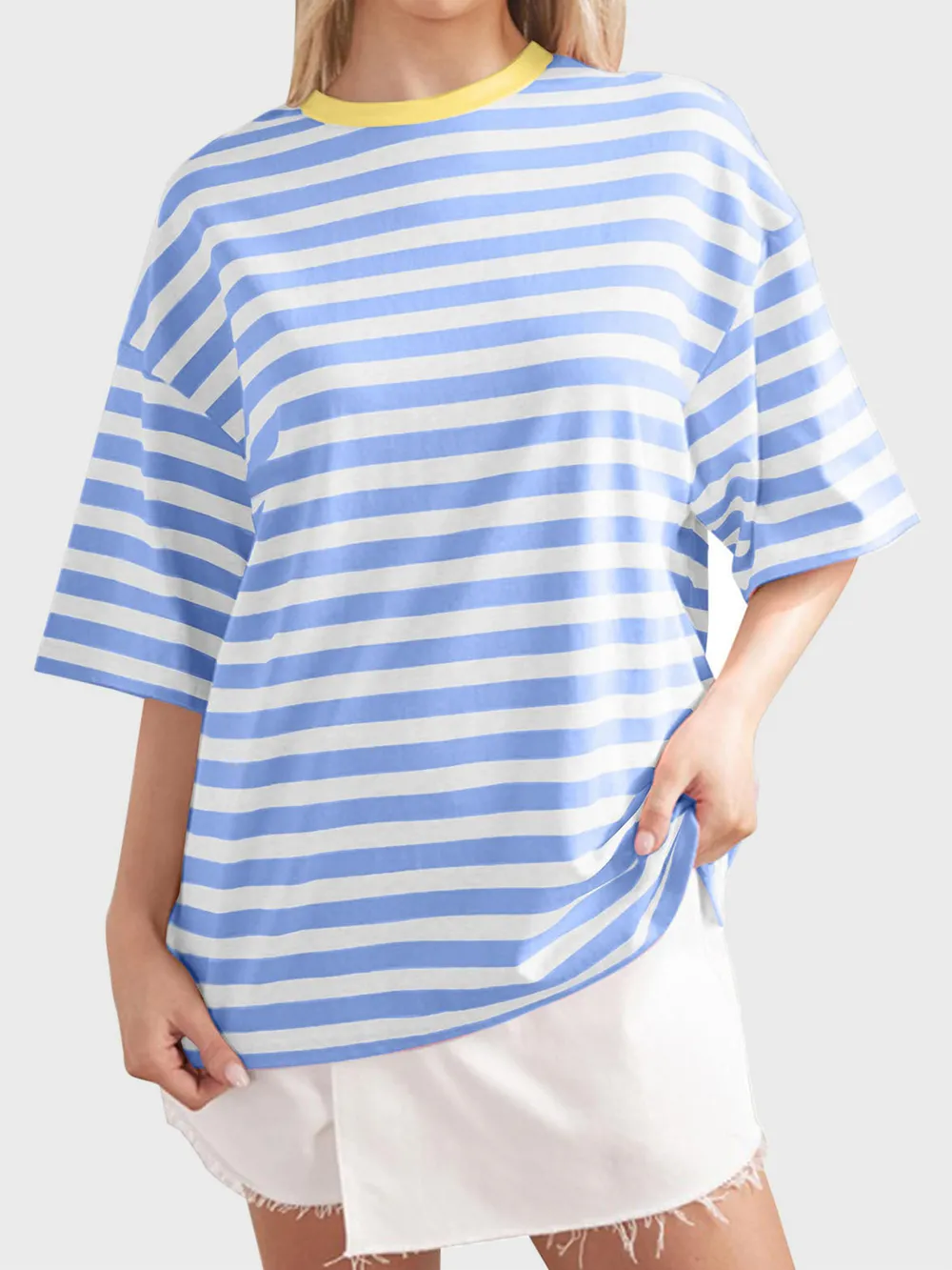 Striped Round Neck Half Sleeve T-Shirt, image 28