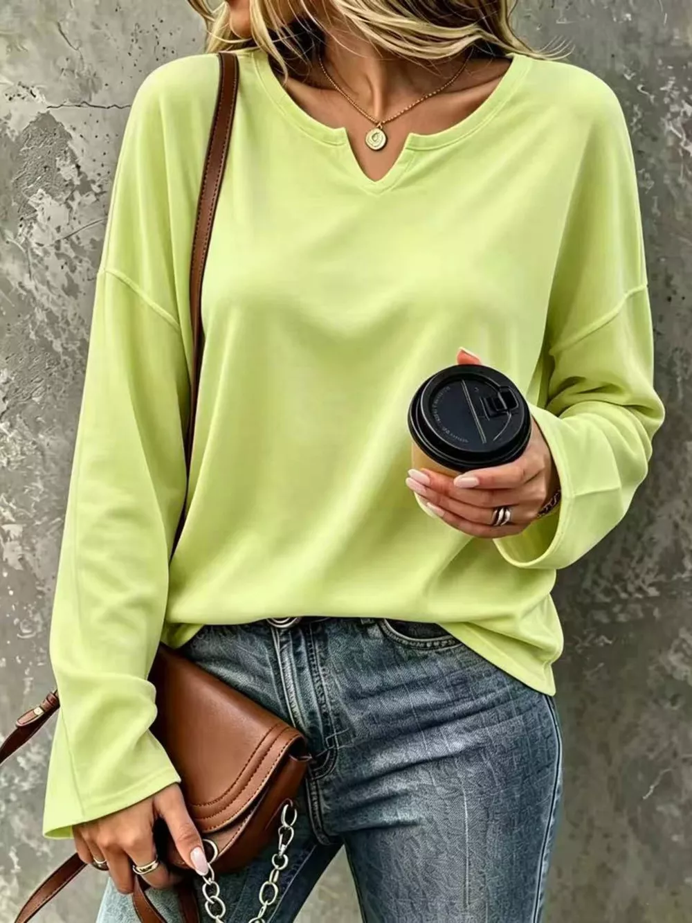 Full Size Solid Color Long Sleeve Loose T-Shirt Plus Size, image 7