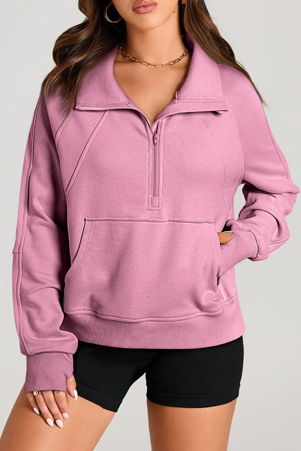 Half Zip Long Sleeve Sweatshirt, image 12