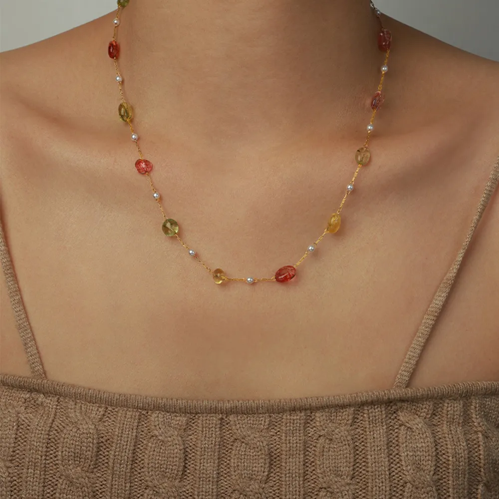 Titanium Steel Gold-plated Bead Necklace, image 6