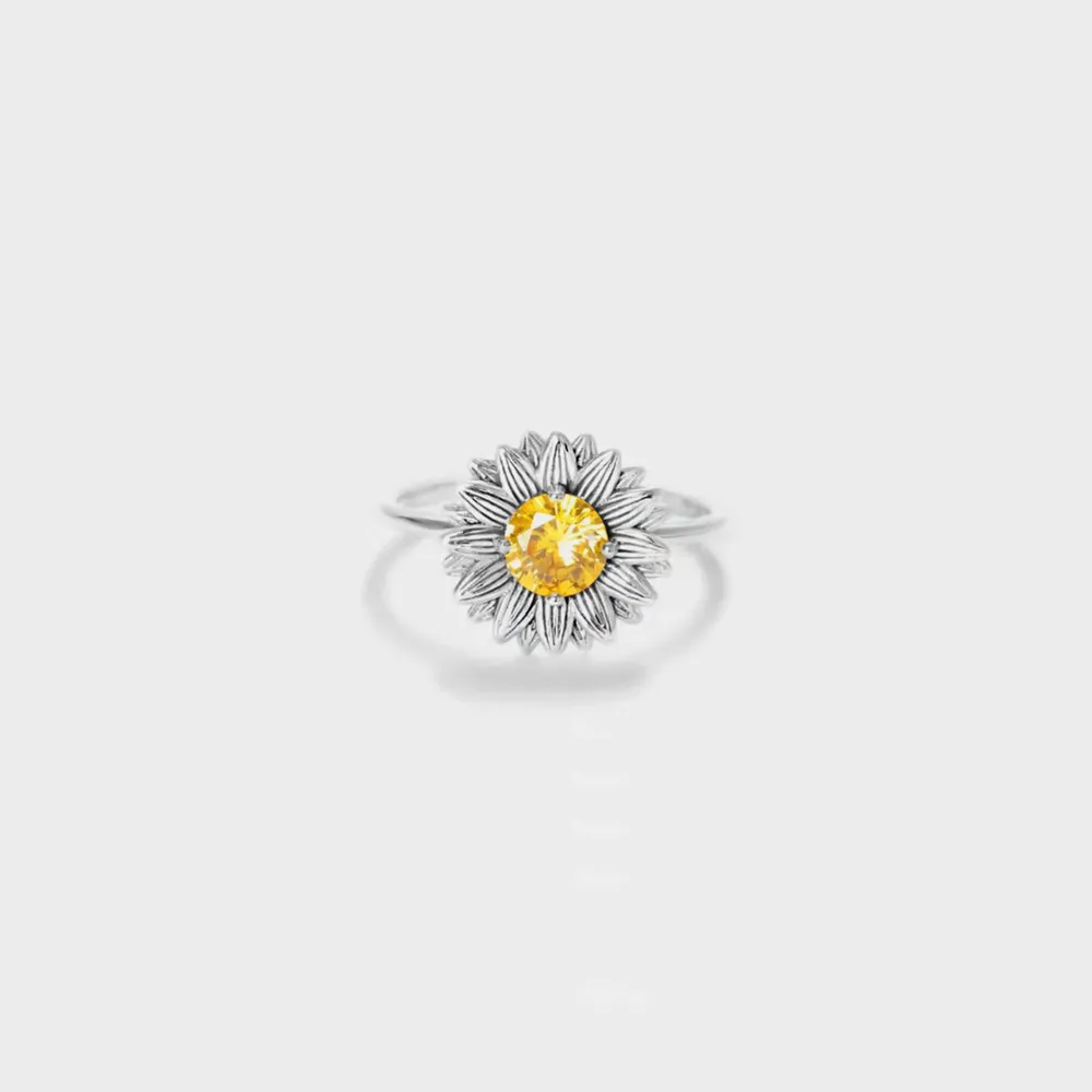 Sunflower Zircon 925 Sterling Silver Ring, image 4
