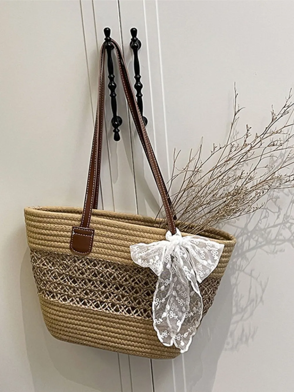 Woven Straw Shoulder Bag, image 6