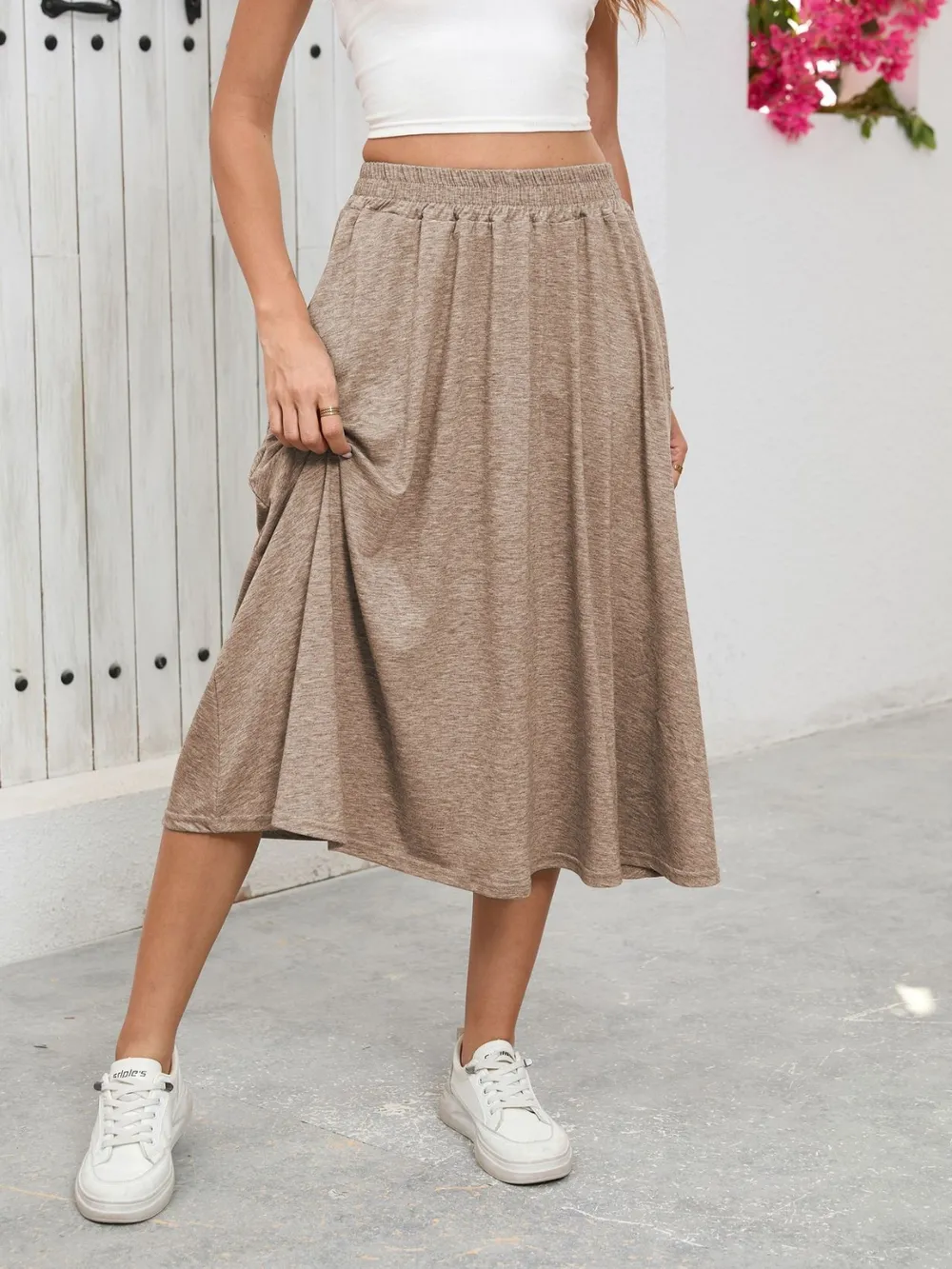 Elastic Waist Skirt With Pockets, image 9