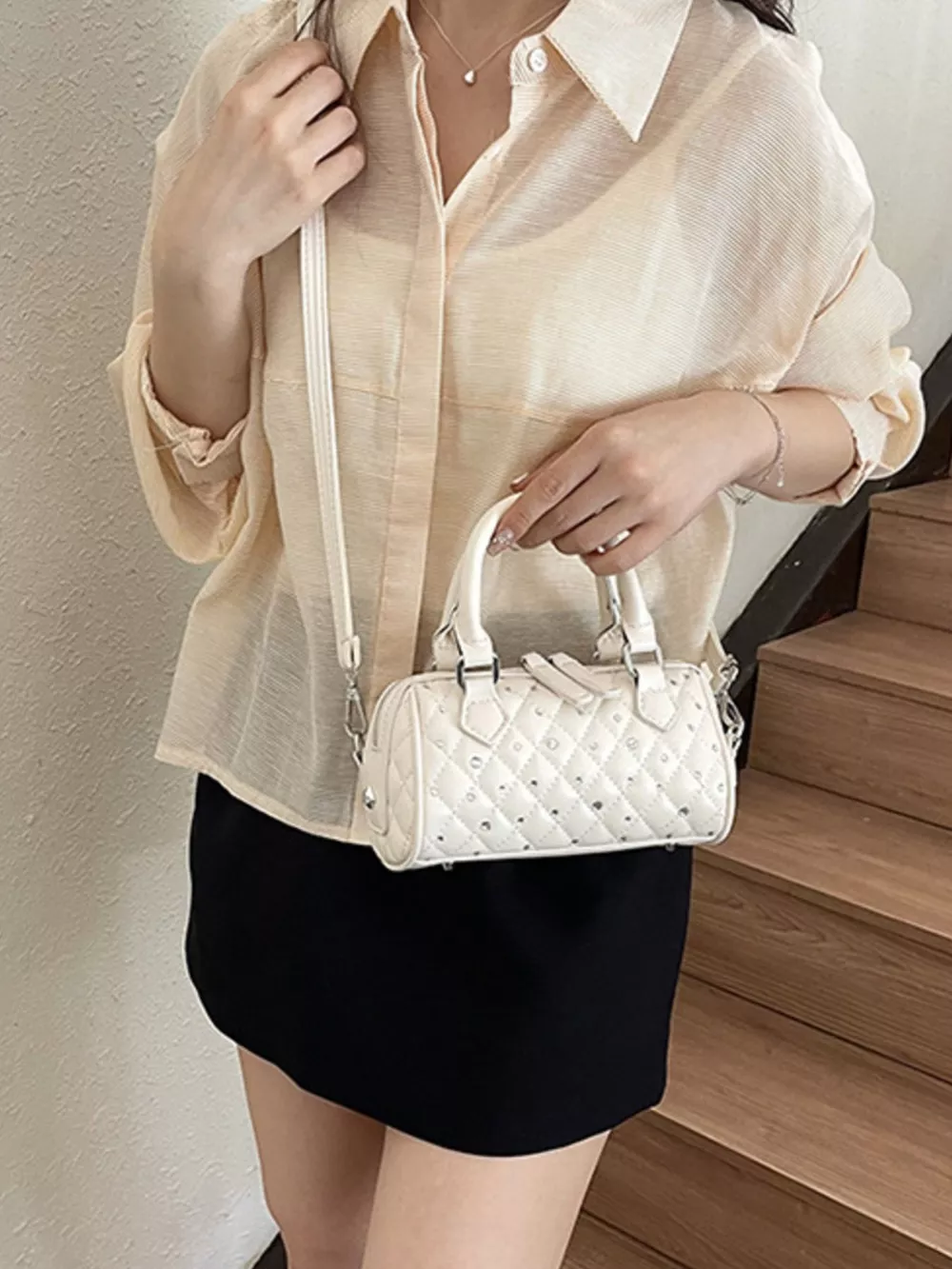 Quilted Barrel Handbag, image 3