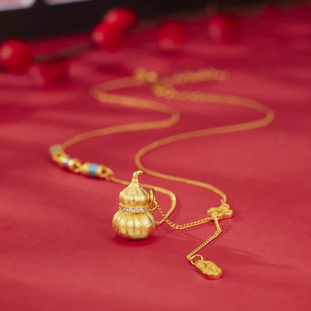 18K Gold-Plated Gourd Pendant Necklace, image 4