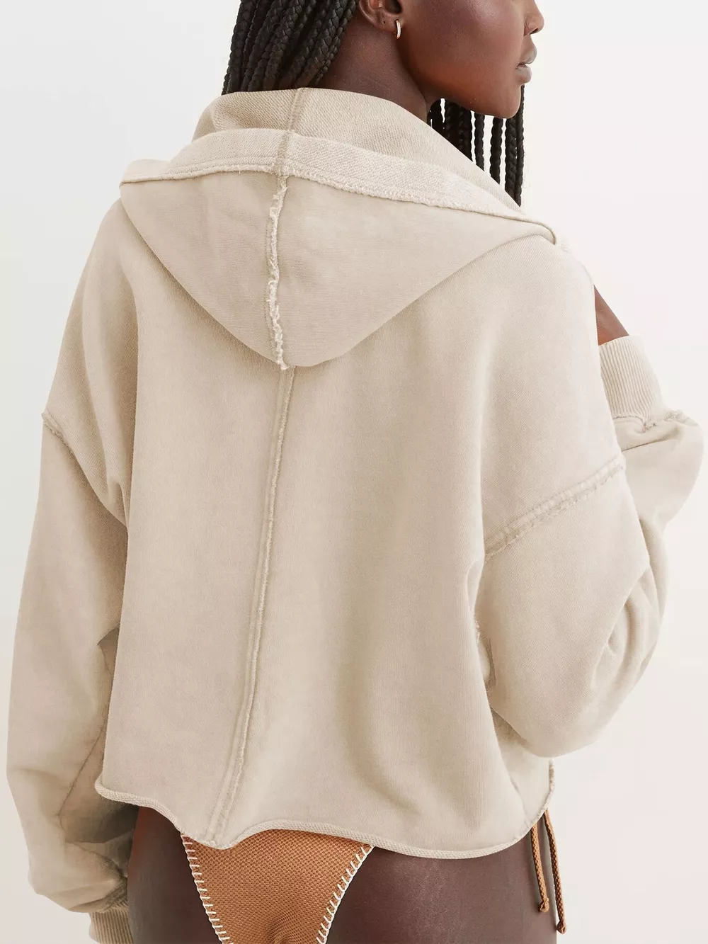 Exposed Seam Dropped Shoulder Hoodie, image 14