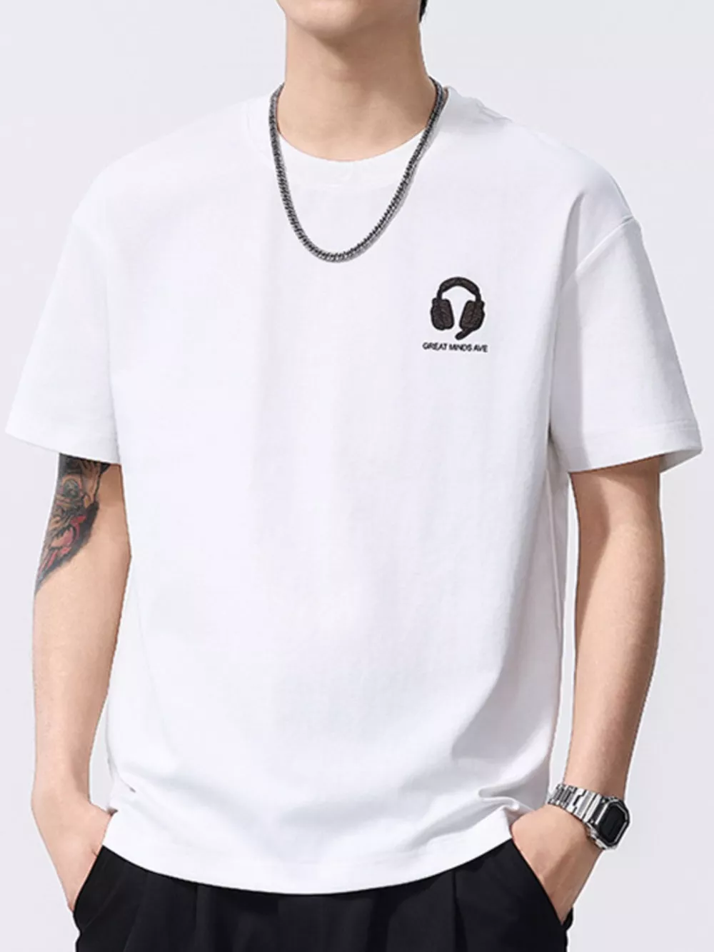 Men's Plus Size Round Neck Short Sleeve T-Shirt, image 2