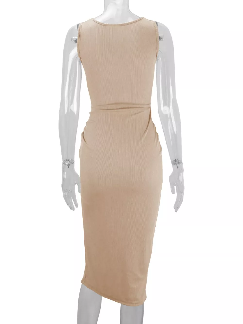 Sleeveless Cut-Out Ruched High-Slit Bodycon Dress, image 55