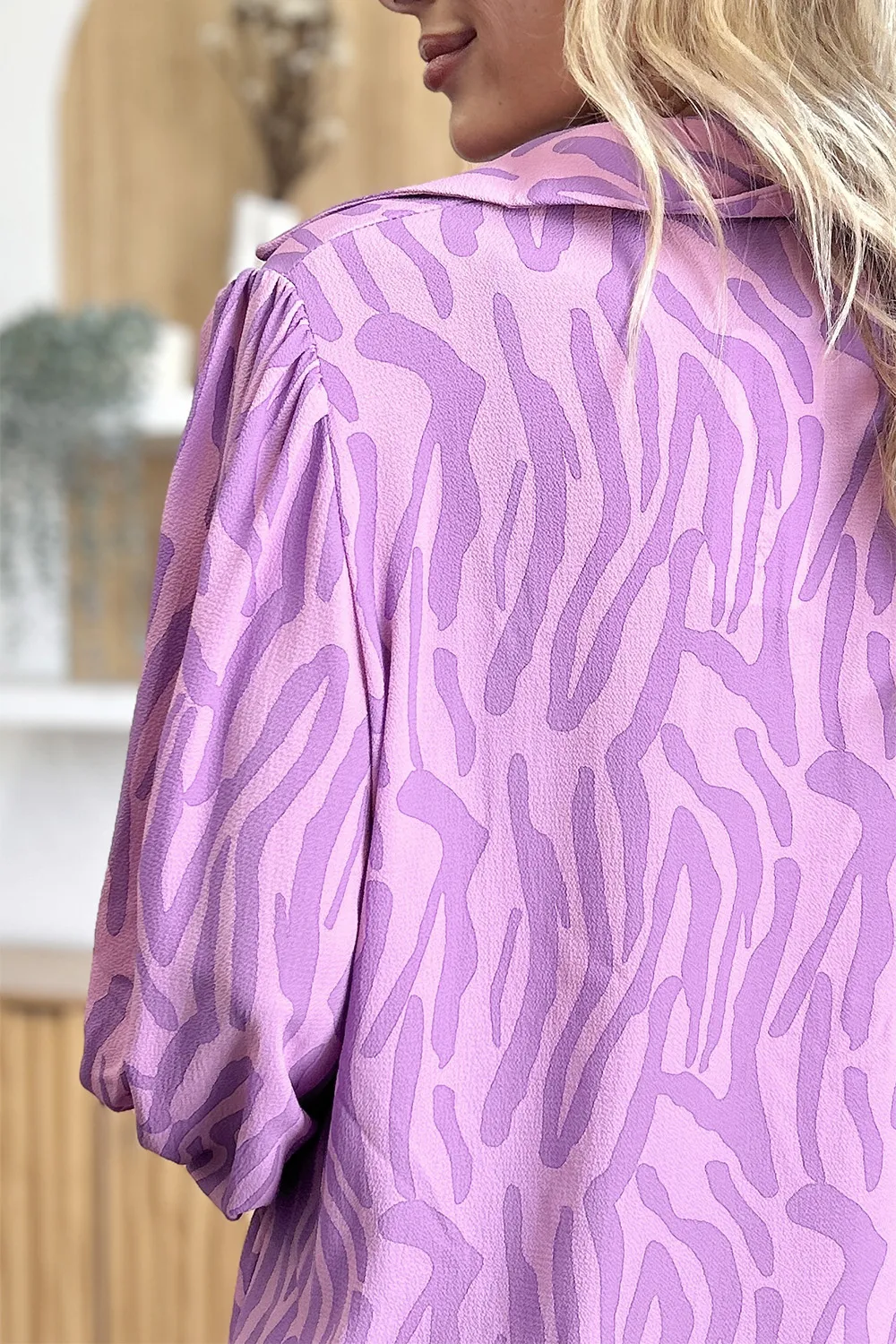 Full Size Printed Smocked Long Sleeve Blouse Plus Size, image 15