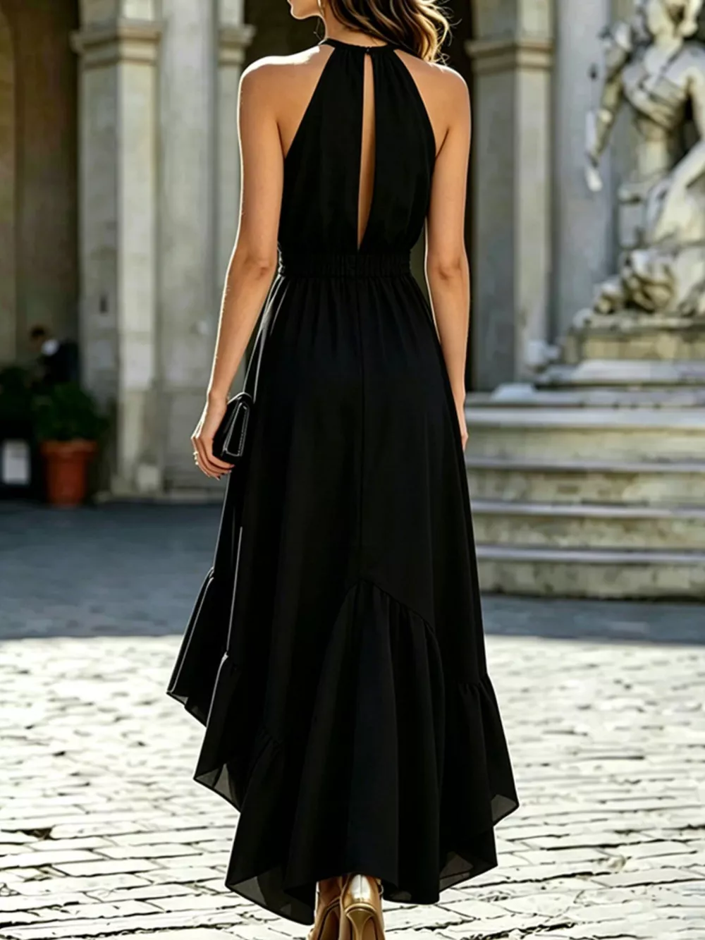 Ruffled High-Low Sleeveless Maxi Dress, image 3