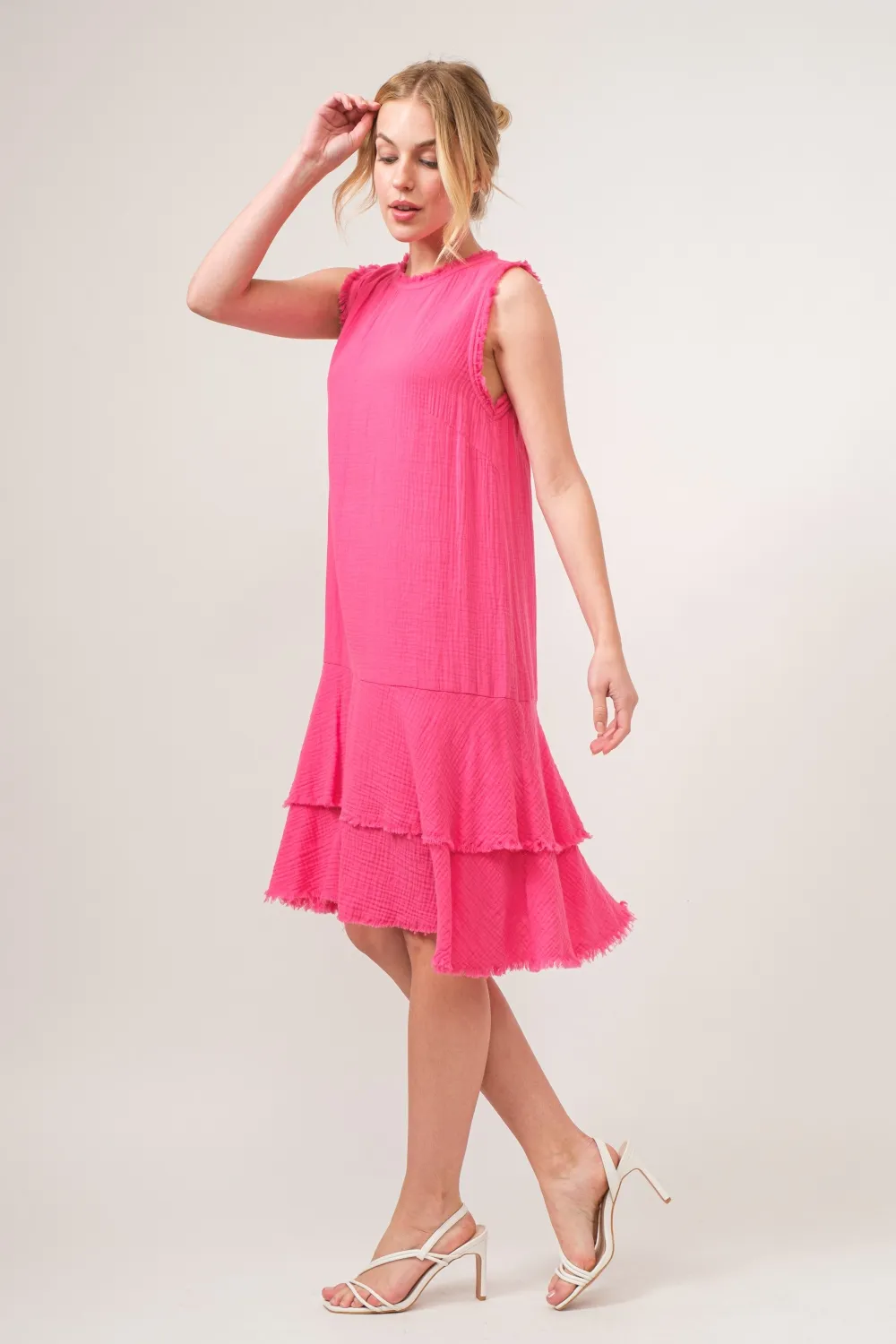 Washed Fringe Detail Tiered Dress, image 6