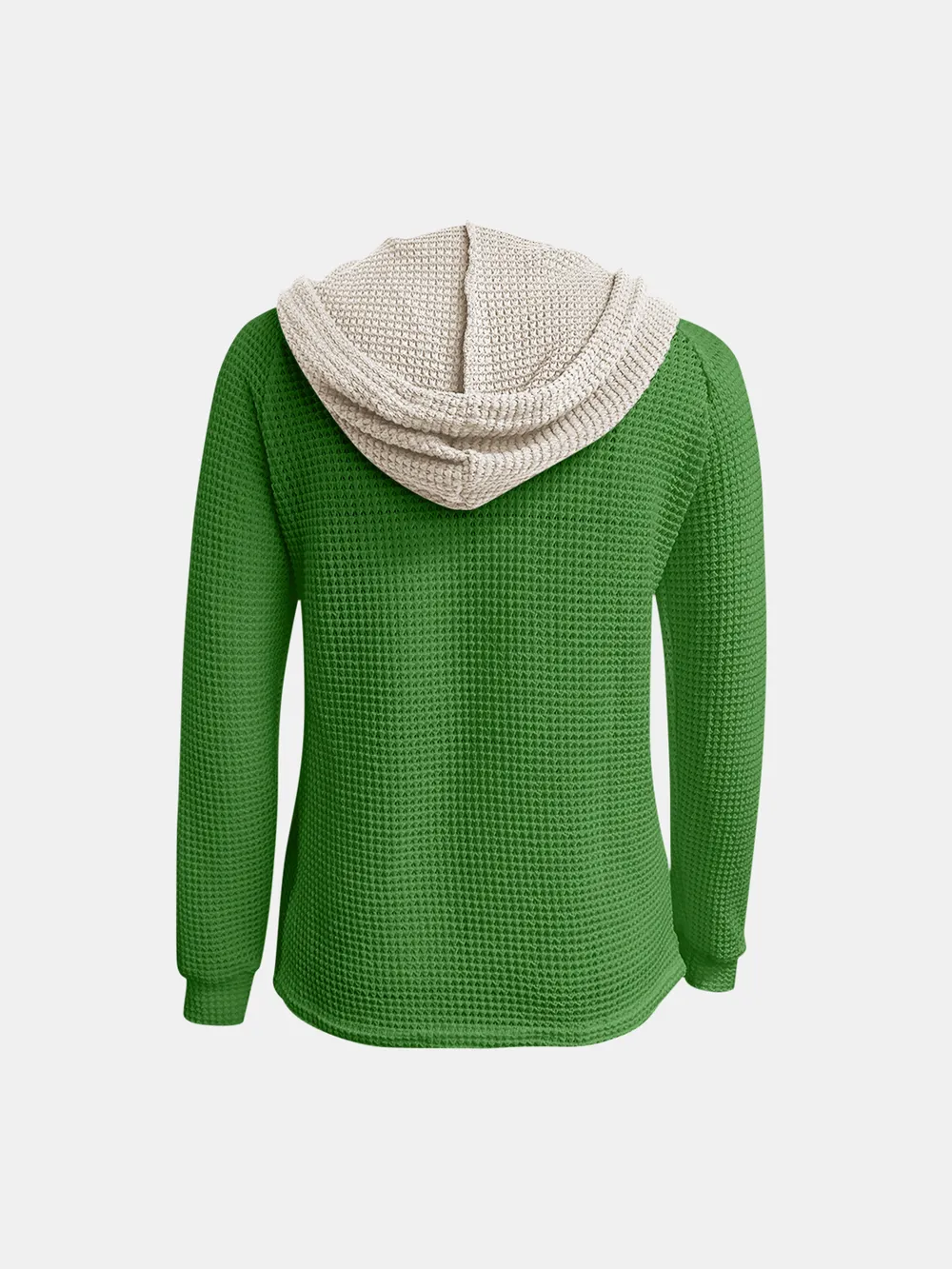 Full Size Waffle-Knit Contrast Long Sleeve Hoodie, image 9