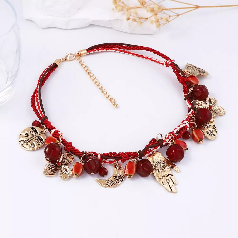 Zinc Alloy Bead Charm Necklace, image 2