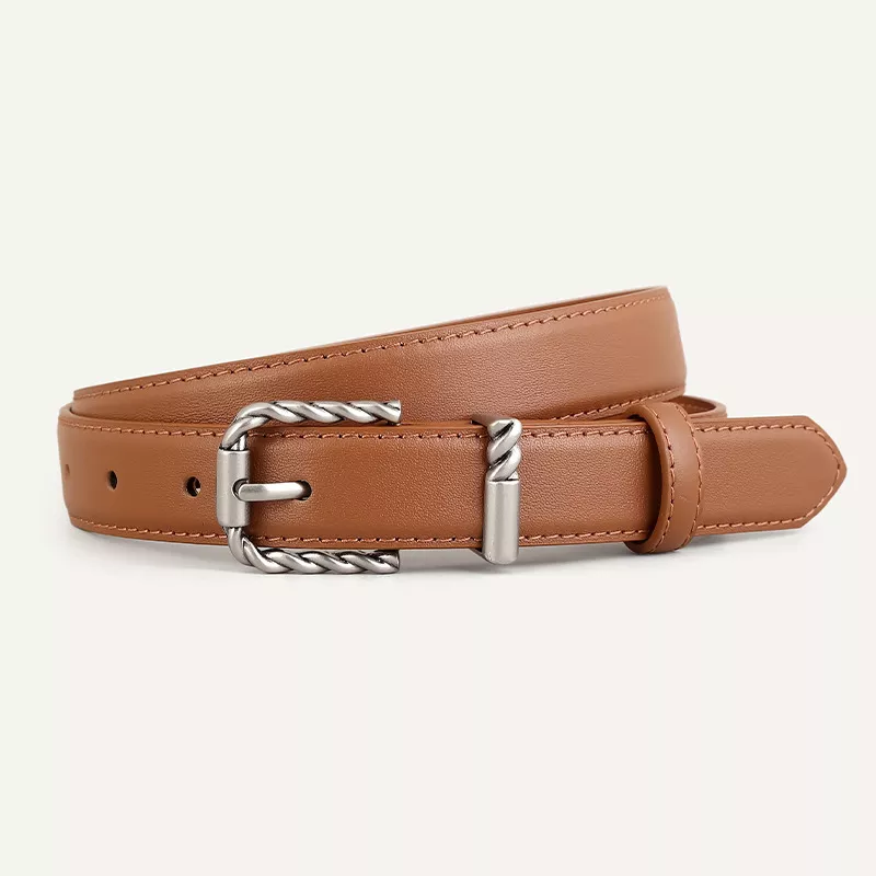 Leather Belt with Twisted Buckle, image 5