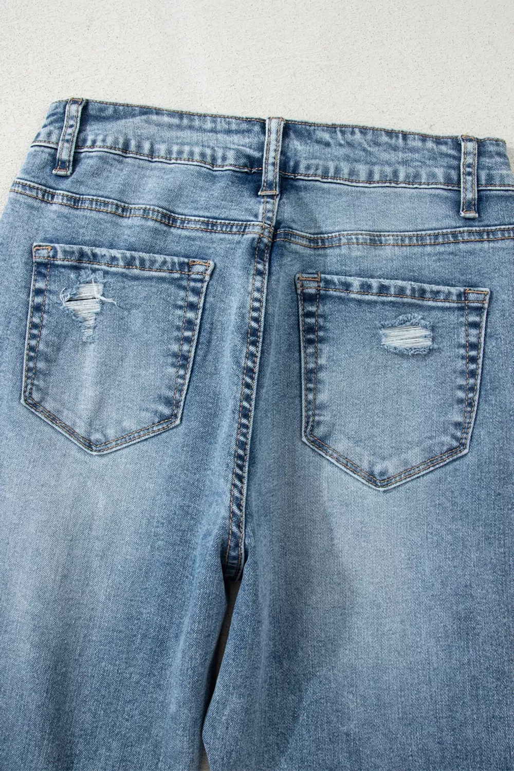 Raw Hem Ripped Open Knee Fit Flare Jeans, image 8