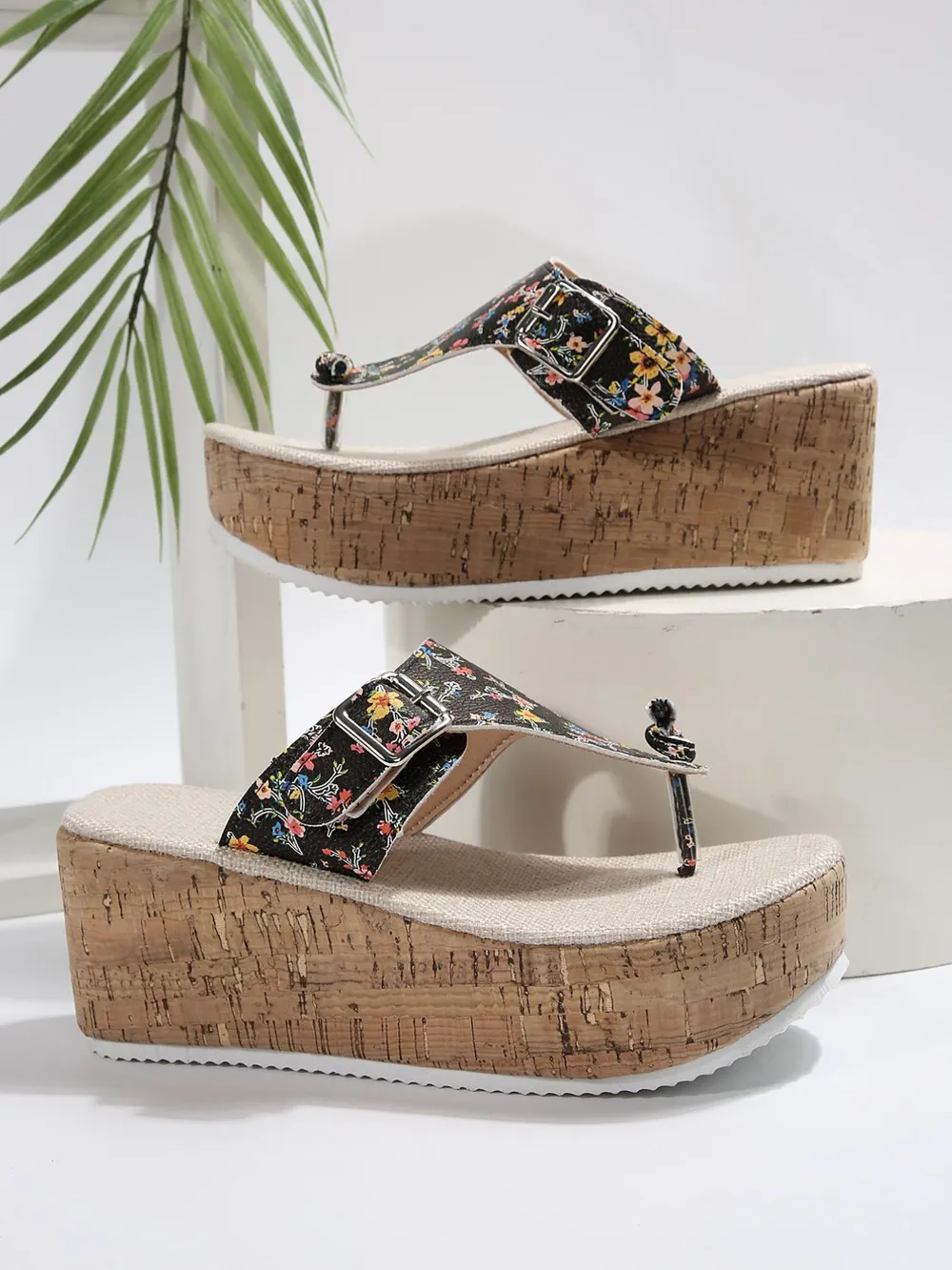 Floral Print Wedge Platform Sandals, image 2