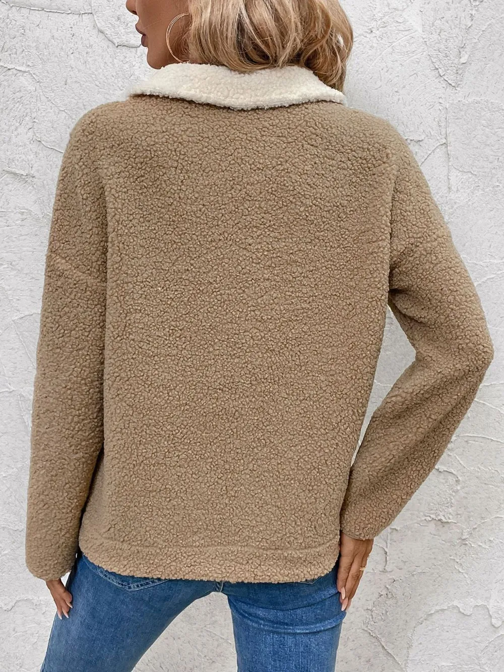 Contrast Half Zip Long Sleeve Sweatshirt, image 3