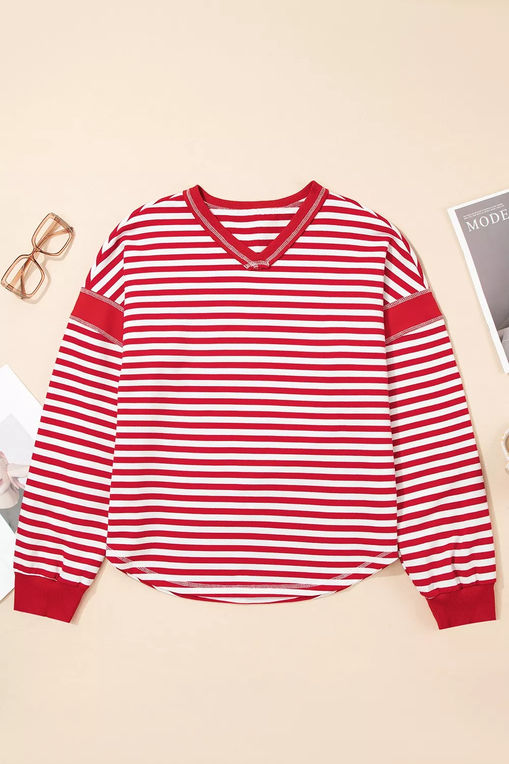 Striped Long Sleeve Casual Sweatshirt, image 6