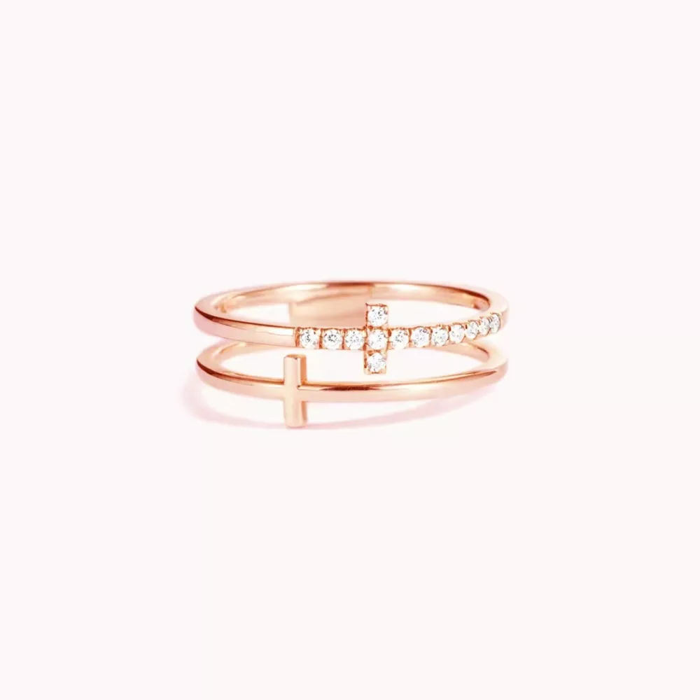 Double Band Cross Ring, image 5
