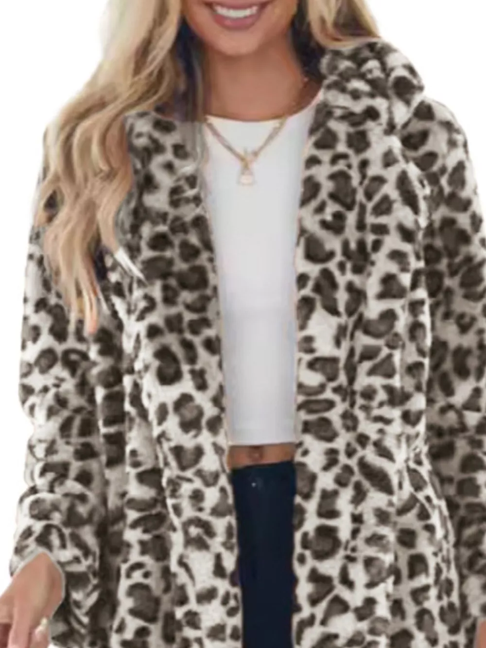 Full Size Leopard Open Front Outerwear Plus Size, image 11