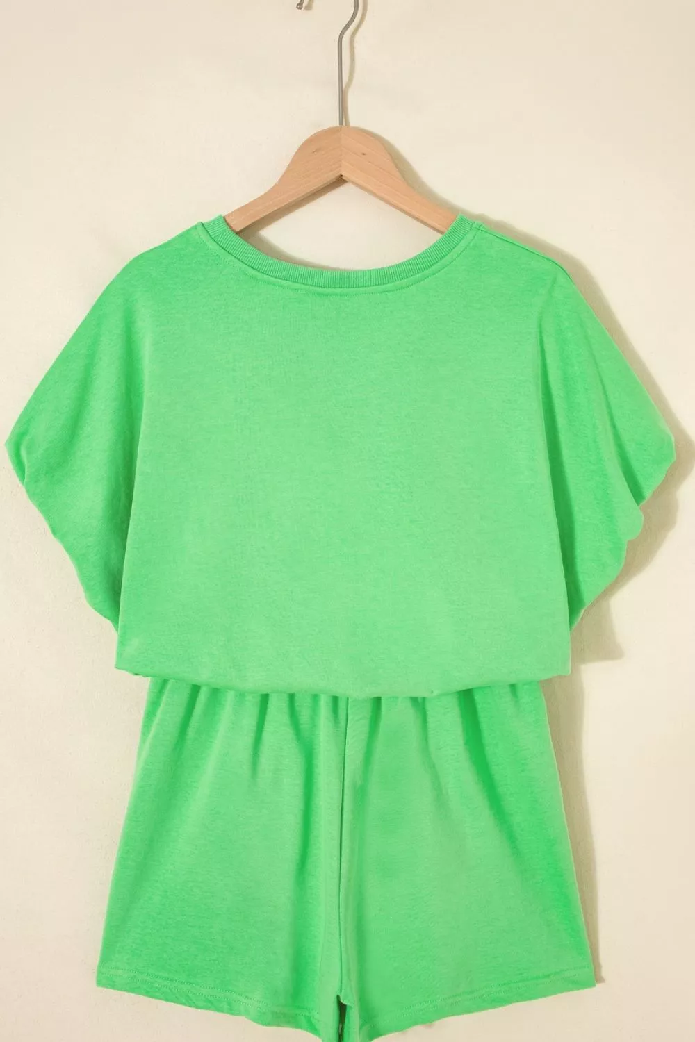 Solid Color Puffy Loose Top Drawstring Shorts 2pcs Outfit, image 7