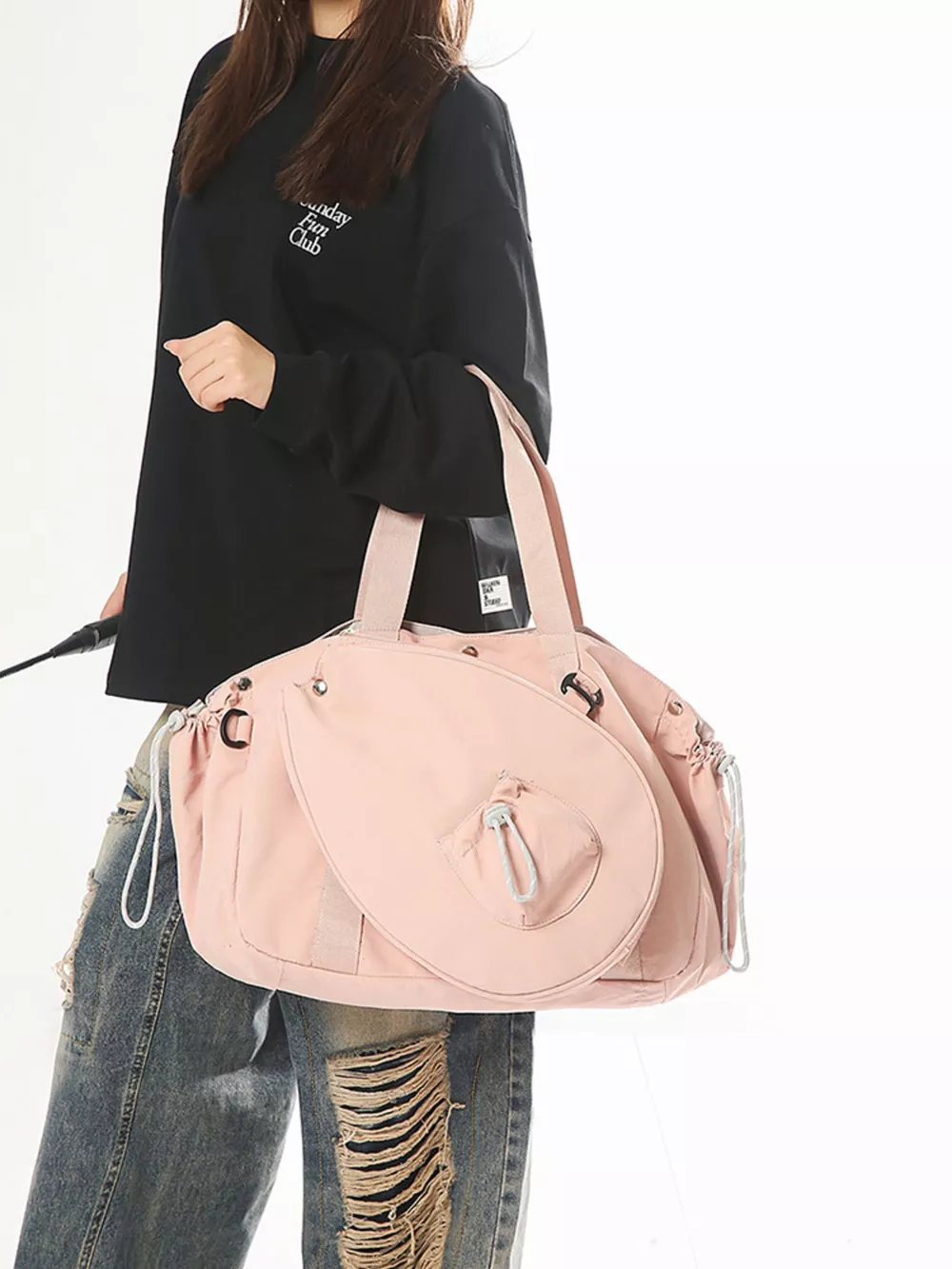 Sporty Duffel Bag with Integrated Racket Holder, image 2