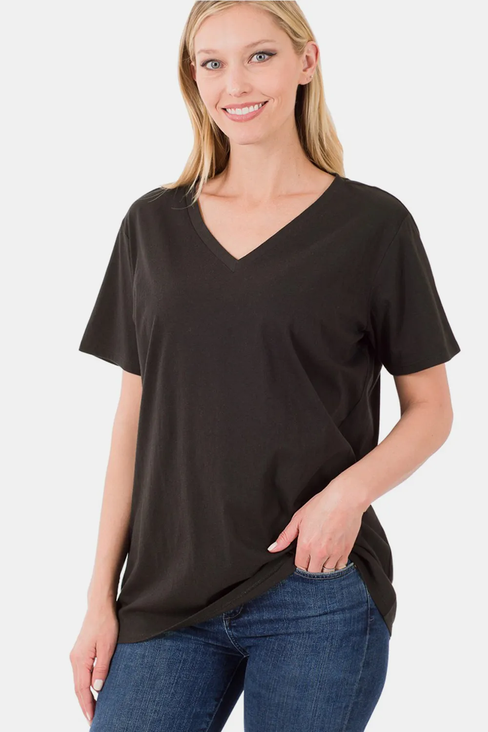 Full Size V-Neck Short Sleeve T-Shirt