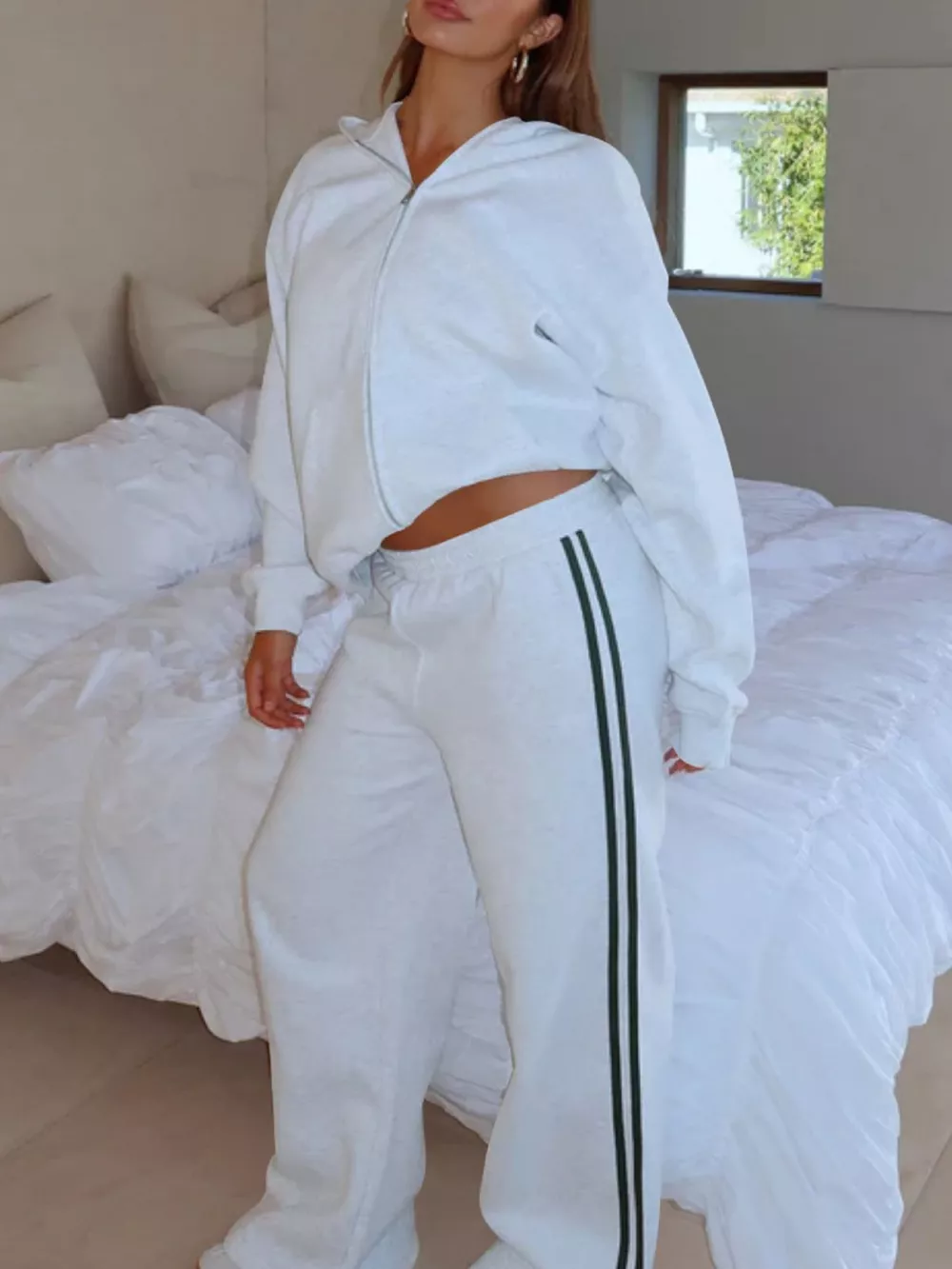 Zip Up Hoodie and Striped Pants Set, image 15