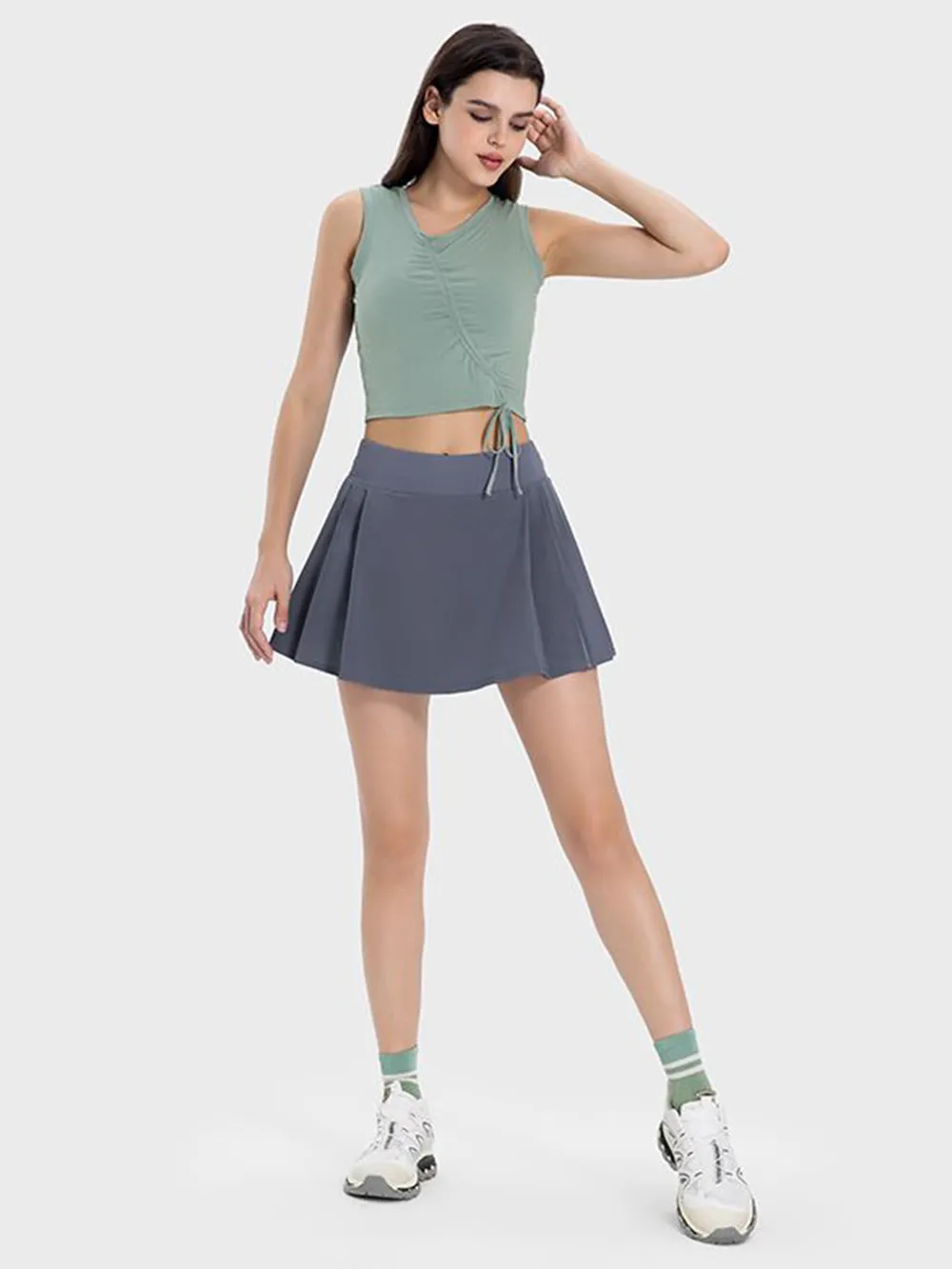 Pleated Detail Mid-Rise Waist Active Skirt, image 5