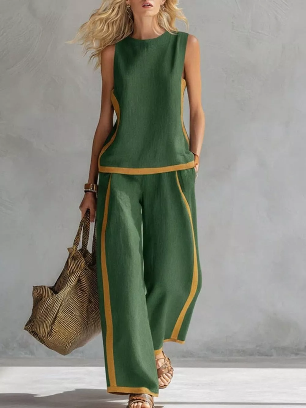 Sleeveless Tank Top and Wide-Leg Pants Set, image 9