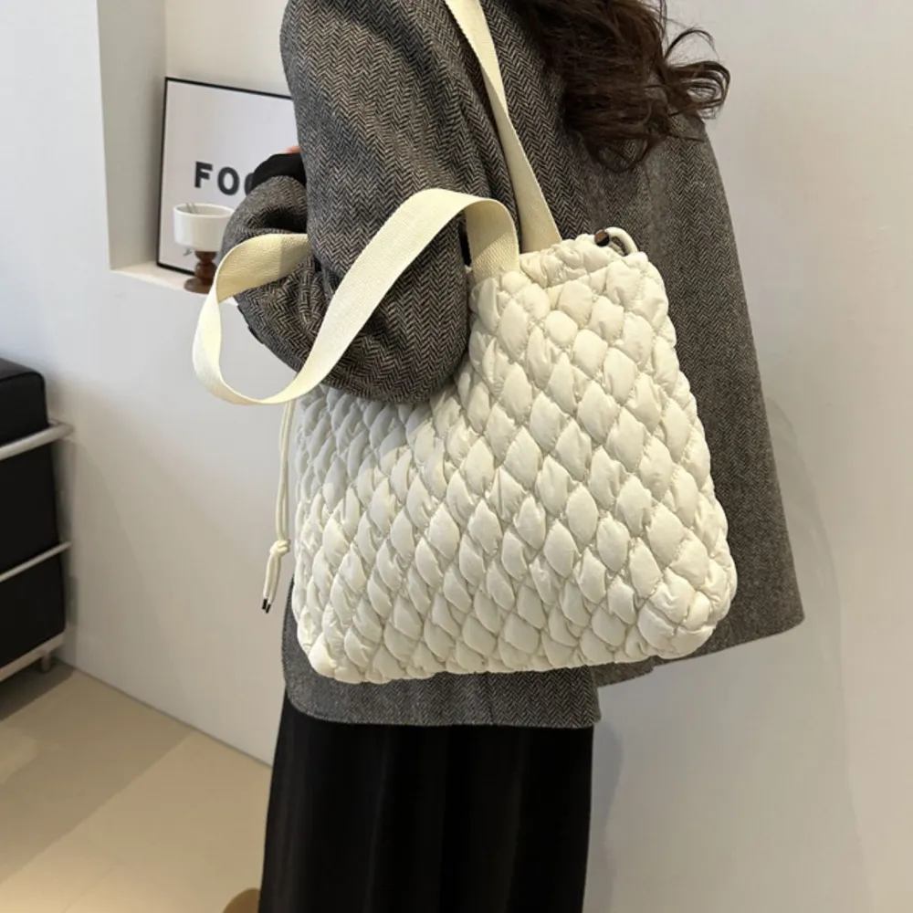 Drawstring Bubble Texture Tote Bag, image 17
