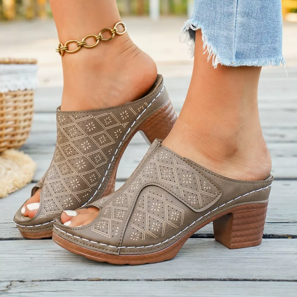 Peep Toe Block Heel Sandals, image 6