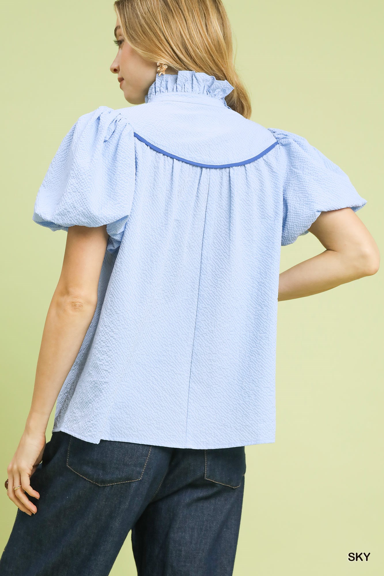 Textured Puff Sleeve Blouse, image 3