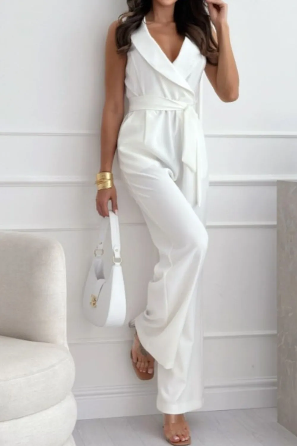 Surplice Sleeveless Wide Leg Jumpsuit, image 13
