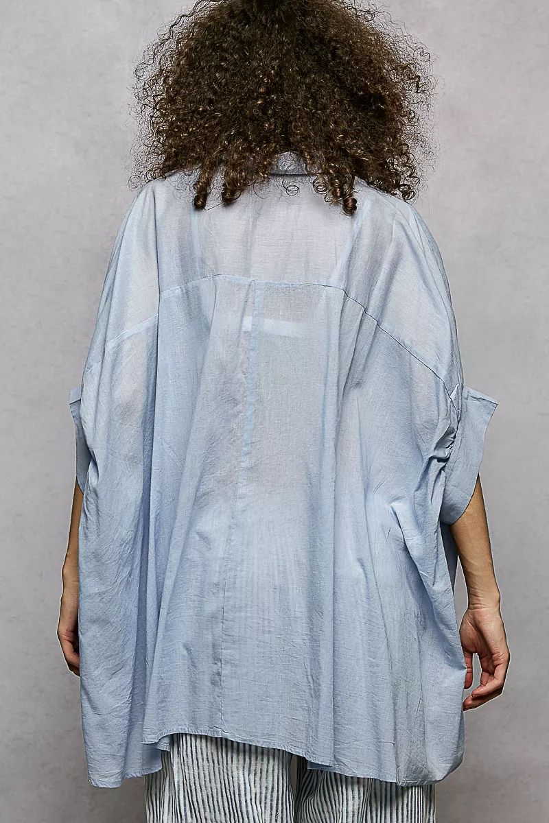 Button Down Embroidered Floral High-Low Hem Shirt, image 4