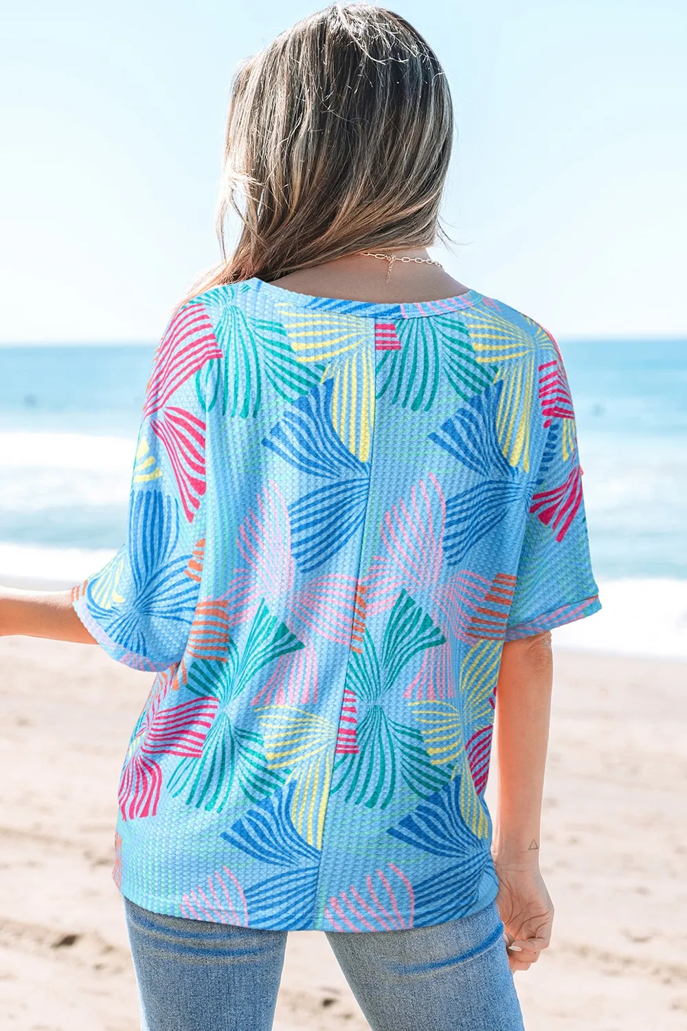 Printed Round Neck Half Sleeve Top, image 3