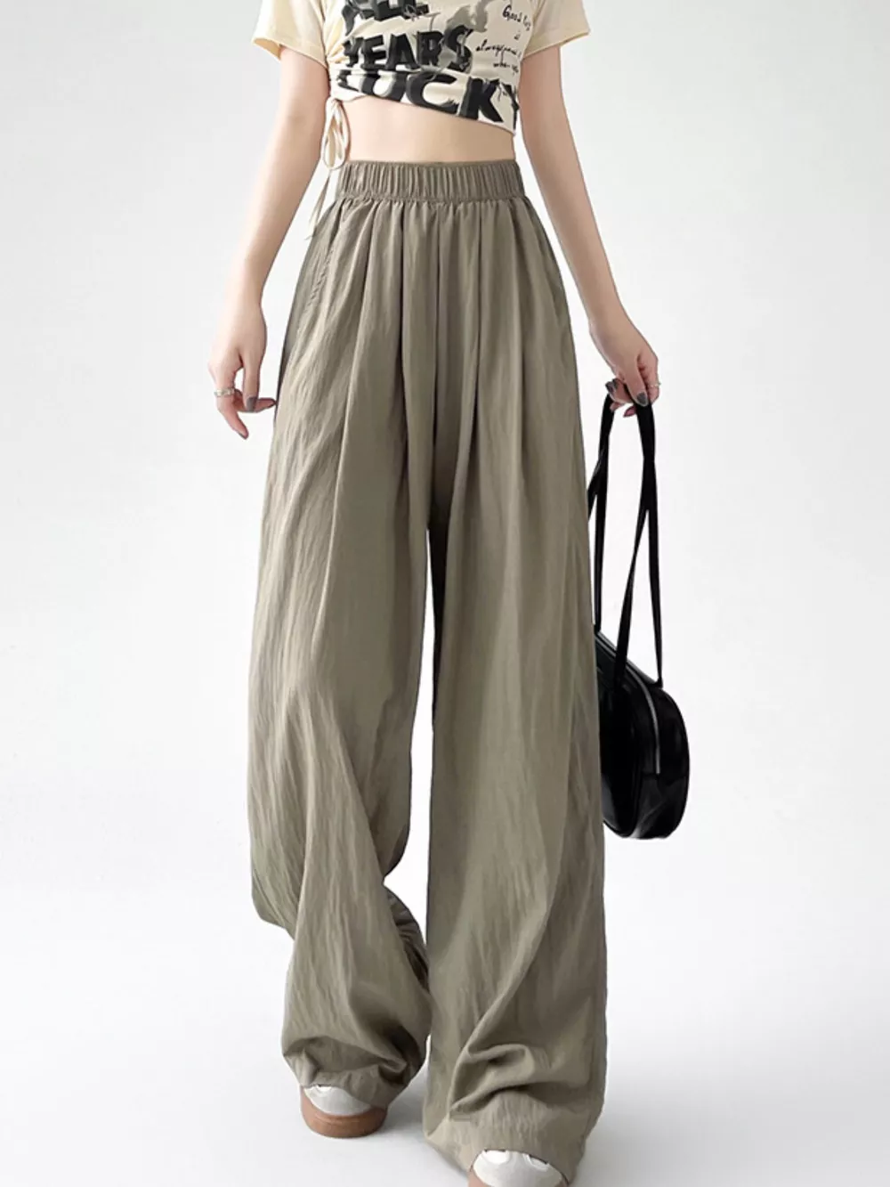 High-Waisted Loose Fit Wide-Leg Casual Pants