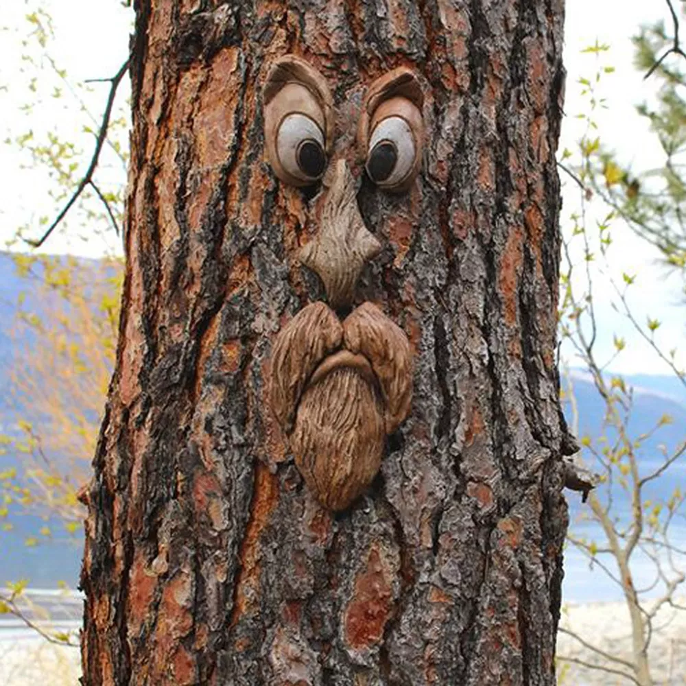 Tree Face Decorative Object with Realistic Wood Texture